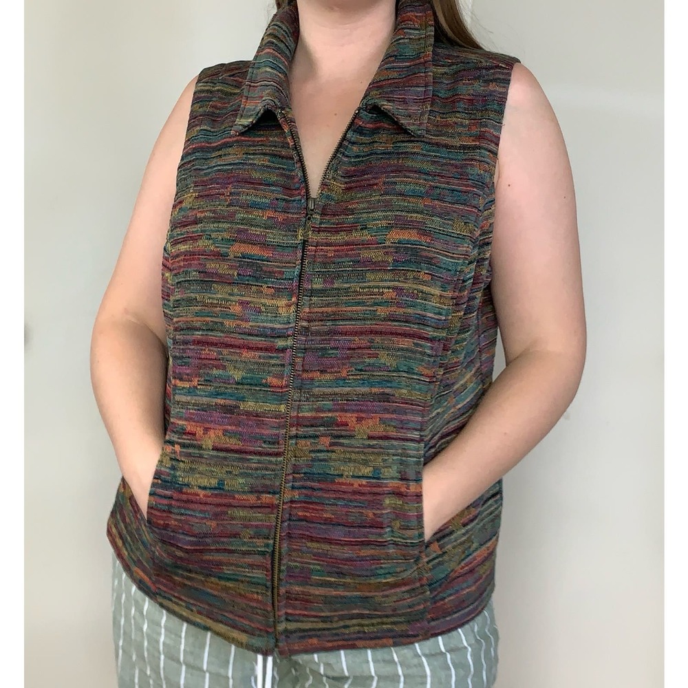 C.J.Banks Rainbow Threaded Zip Up Vest